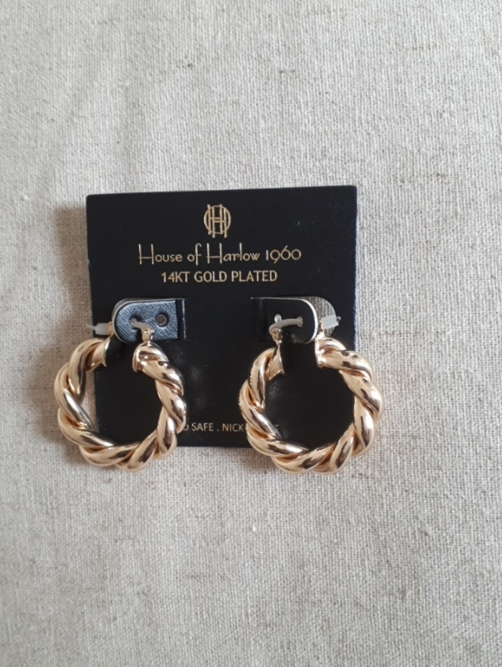 House of Harlow 1960 14kt Gold Plated Twisted Hoop Earrings
